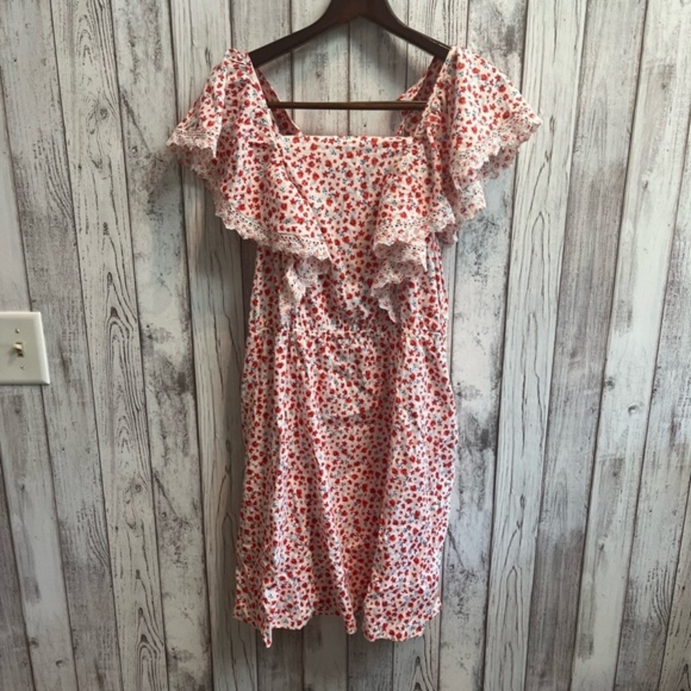 NWT Old Navy red floral ruffle dress size large